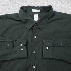 Burma Bibas Shirt Mens XL Green 100% Cotton Long Sleeve Button Down